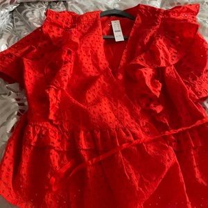 JCrew brand new orange ruffles summer shirt